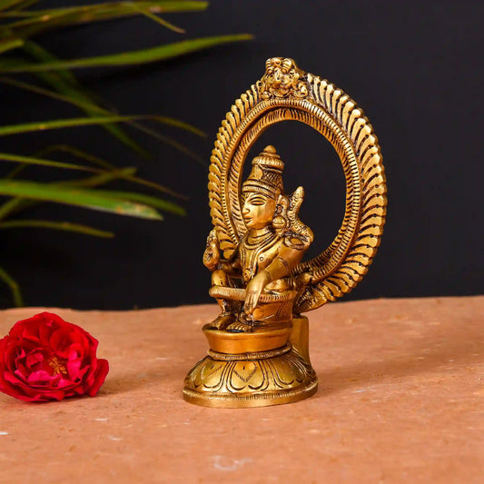 Vedansh Craft Brass Lord Ayyappa Superfine Idol with Frame 6 Inch