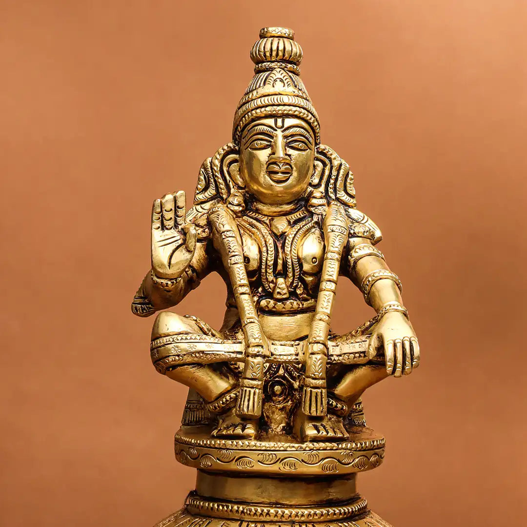 Vedansh Craft Brass Lord Ayyappa Idol 8 Inch