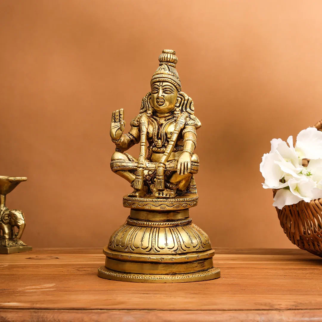 Vedansh Craft Brass Lord Ayyappa Idol 8 Inch