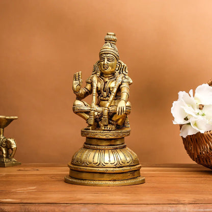 Vedansh Craft Brass Lord Ayyappa Idol 8 Inch