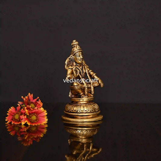 Vedansh Craft Brass Lord Ayyappa Idol 5.2 Inch