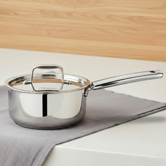 Vinod Doniv Titanium Triply Stainless Steel Sauce Pan with Cover 14 cm, Capacity 1 Liter, Induction Friendly - view 2