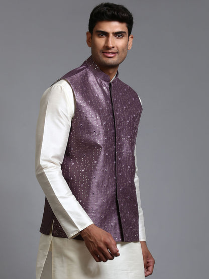 vastramay mens purple embellished jacket