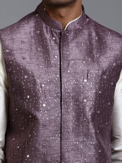 vastramay mens purple embellished jacket
