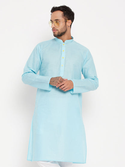 vastramay mens aqua cotton kurta