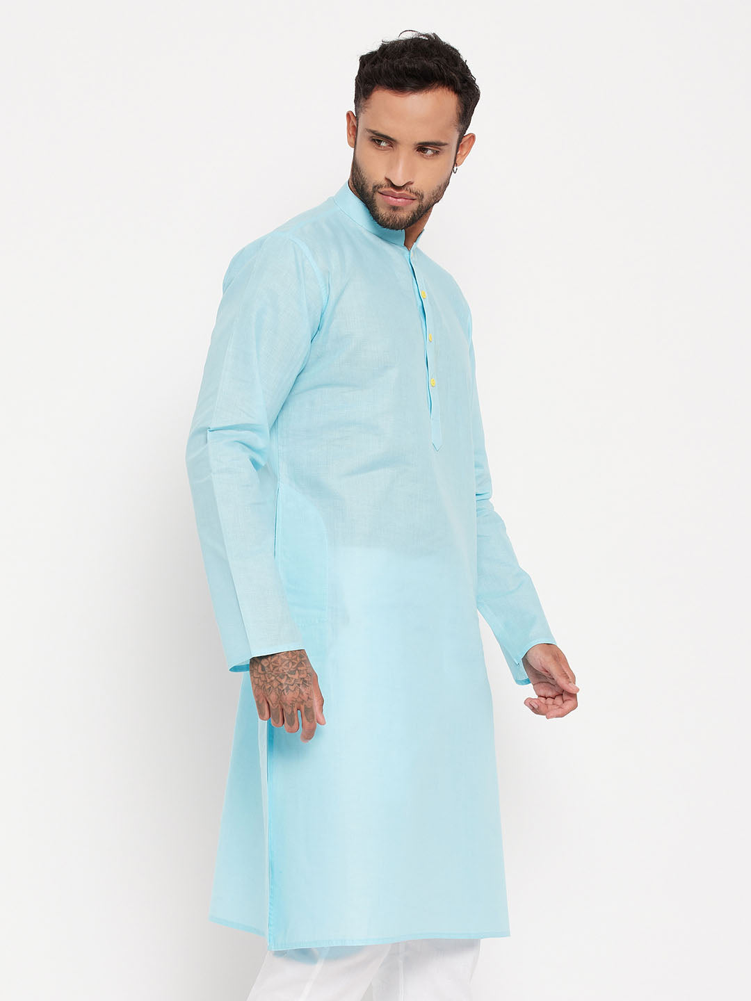 vastramay mens aqua cotton kurta