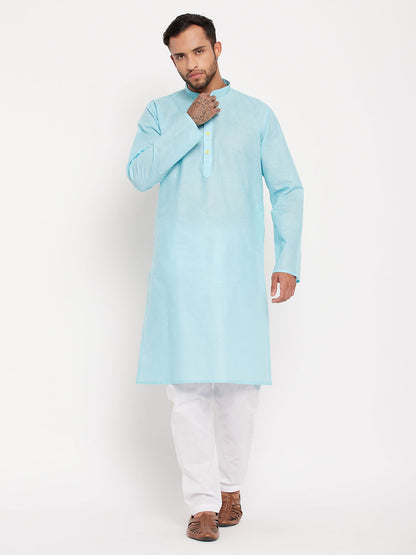 vastramay mens aqua cotton kurta