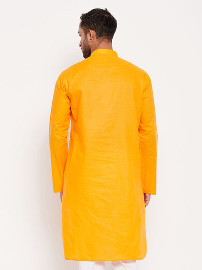 vastramay mens orange cotton kurta
