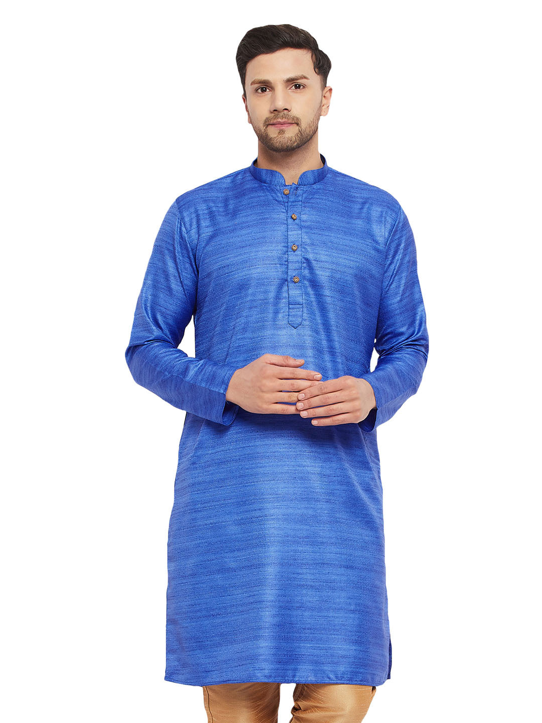mens blue silk blend kurta 2
