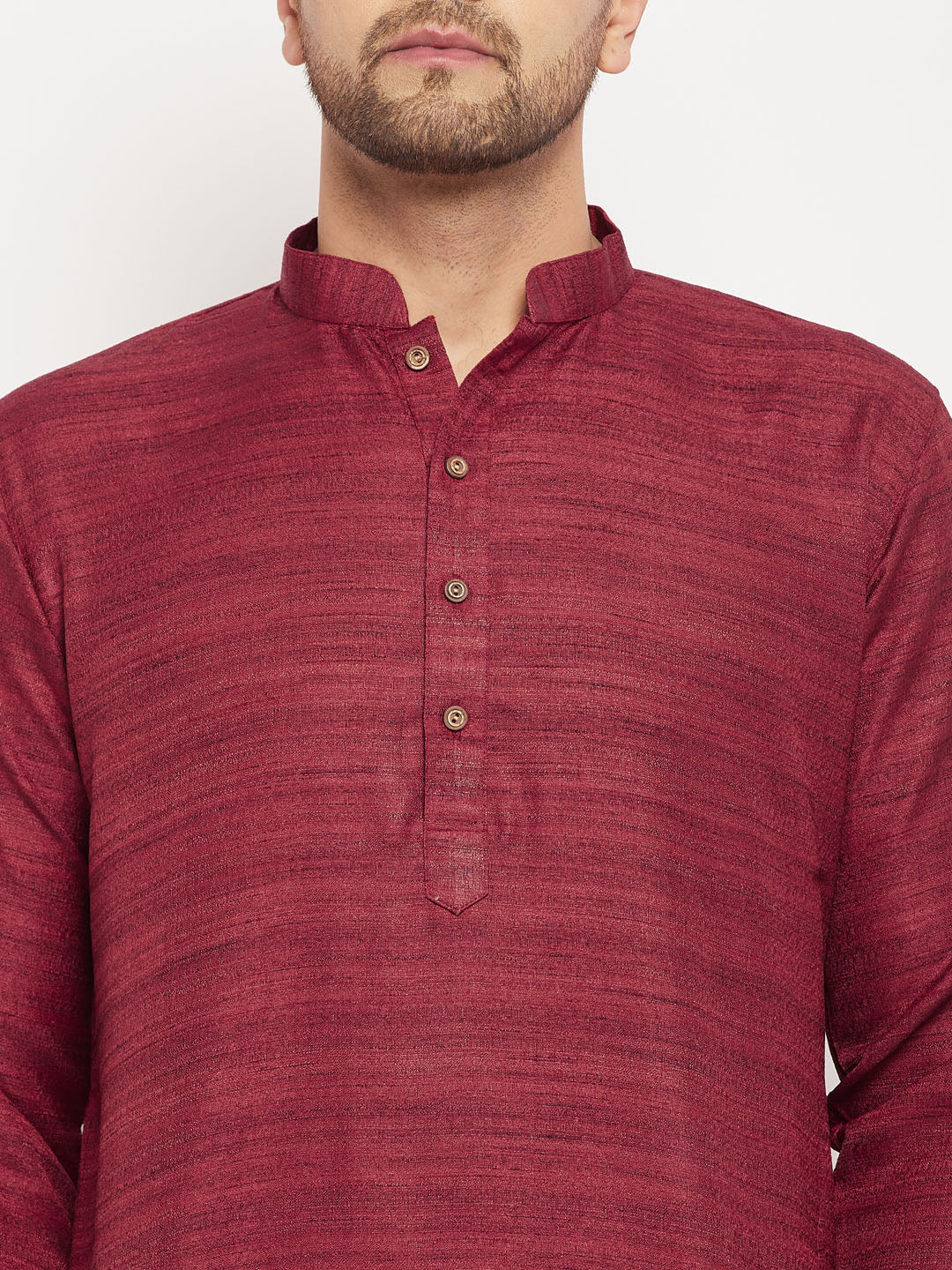 vastramay mens maroon matla silk kurta and rose gold pant style pyjama set