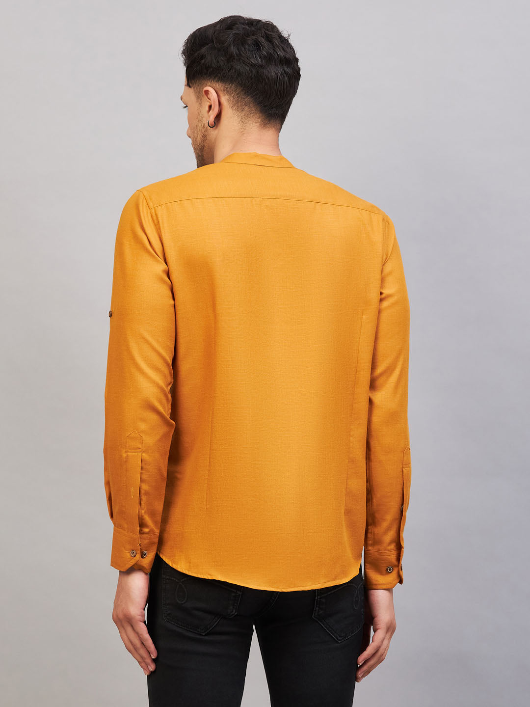 Vastramay Men's Rust Short Cotton Kurta - PUSHMYCART