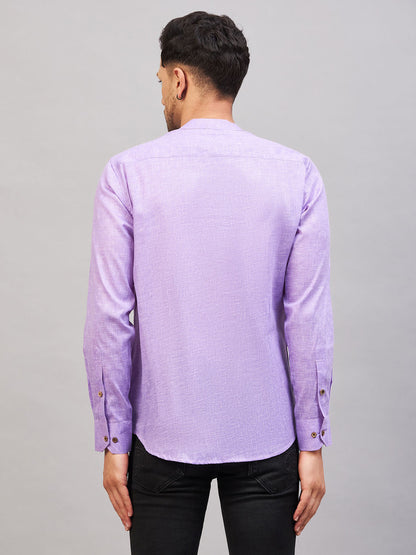Vastramay Men's Purple Short Cotton Kurta - PUSHMYCART