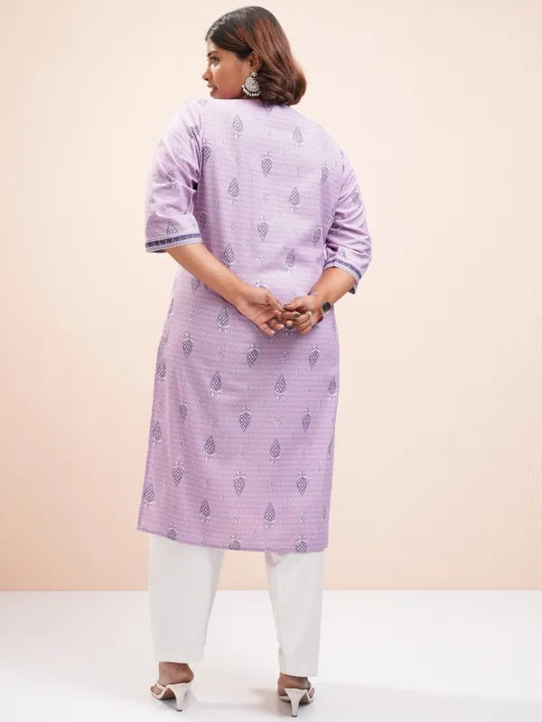 Vasthrlay Mauve Printed Straight Kurta