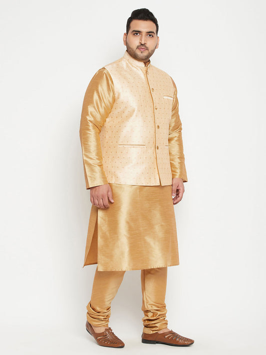 copy of mens plus size rose gold and blue silk blend jacket kurta pyjama set