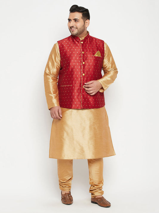 copy of mens plus size rose gold silk blend jacket kurta pyjama set