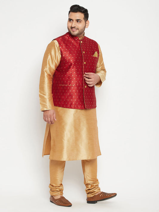 copy of mens plus size rose gold silk blend jacket kurta pyjama set