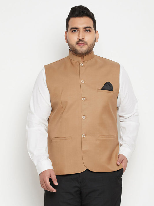 copy of mens plus size orange cotton blend nehru jacket