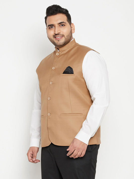 copy of mens plus size orange cotton blend nehru jacket