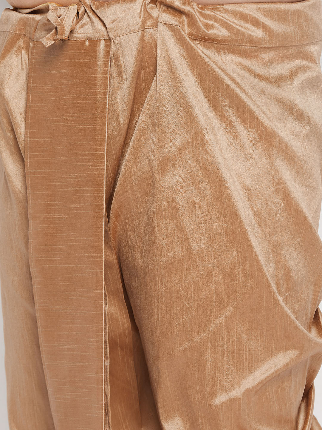 vastramay mens plus size maroon cotton silk blend kurta and rose gold pleated dhoti pant set