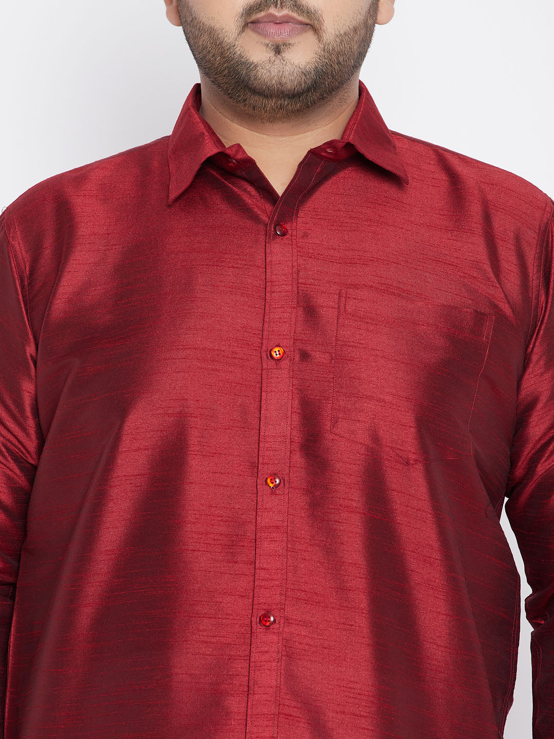 copy of mens plus size pink and white silk blend shirt and mundu set