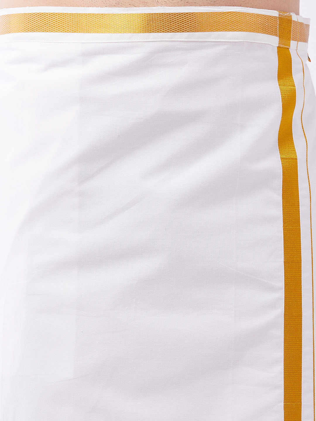 copy of mens plus size gold and white silk blend shirt and mundu set