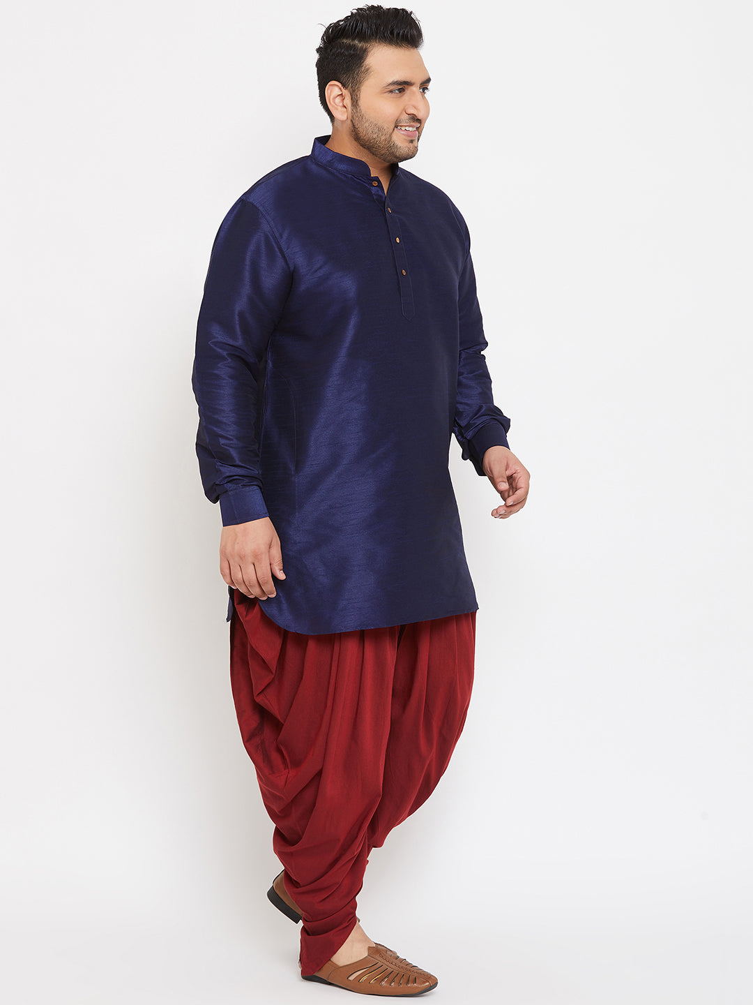 copy of mens plus size golden silk blend kurta and dhoti pant set