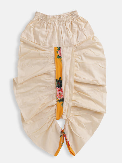 infant boys multicolor base yellow cotton blend kurta and dhoti set