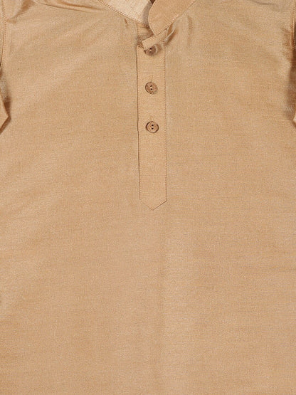 Vastramay SISHU Boy's Rose Gold & Green Kurta Set with Nehru Jacket - PUSHMYCART