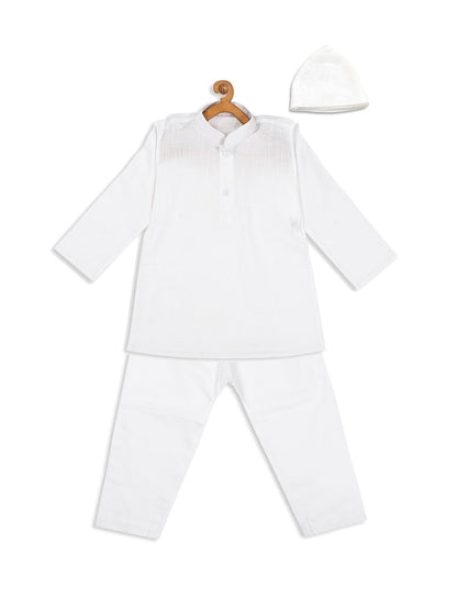 copy of vastramay sishu boys white pure cotton kurta with pyjamas