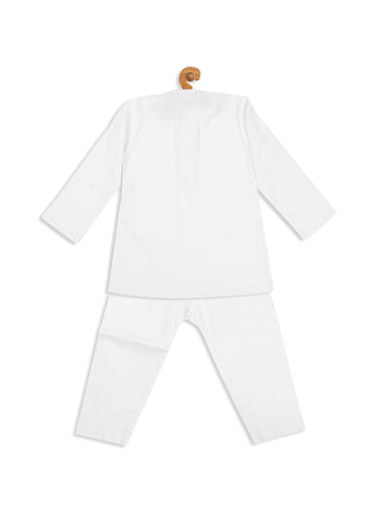copy of vastramay sishu boys white pure cotton kurta with pyjamas
