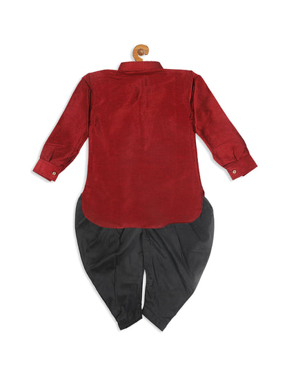 Vastramay sishu boys maroon black kurta with dhoti pants
