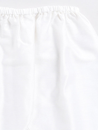 VASTRAMAY SISHU Girls' White Chanderi Ethnic Combo Set - PUSHMYCART