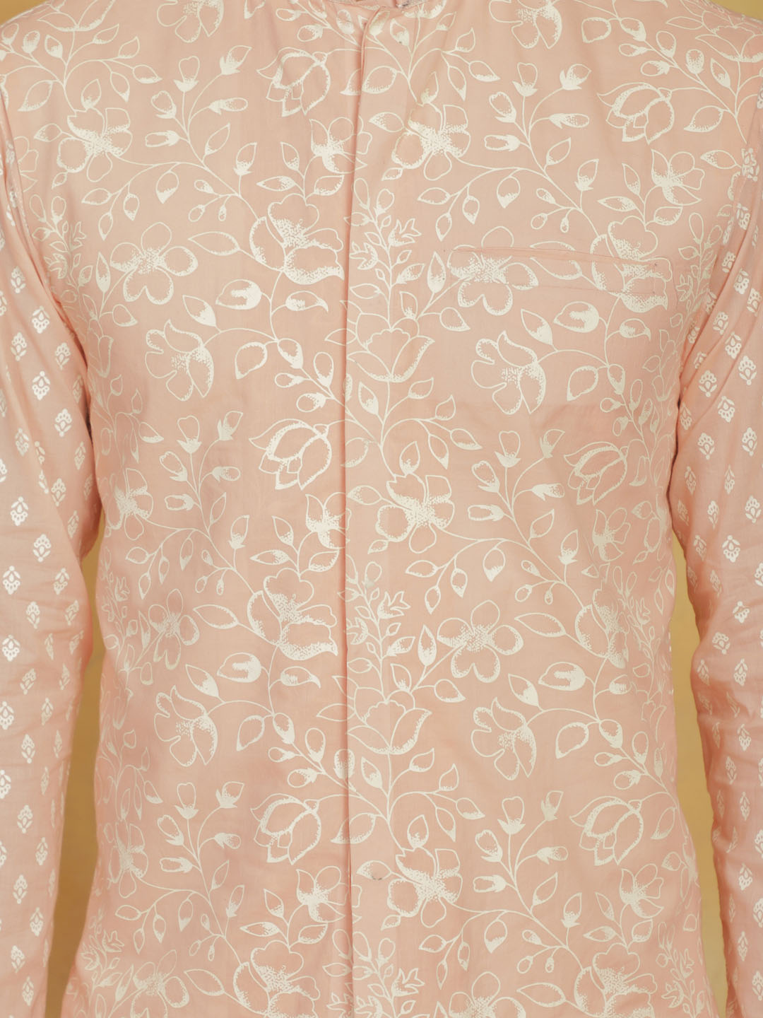 Vastramay Mens Peach Cotton Nehru Jacket