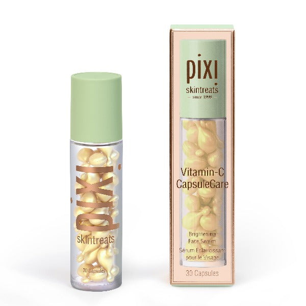 Freshly applied Pixi Beauty Vitamin C CapsuleCare serum on skin, promoting smoothness.