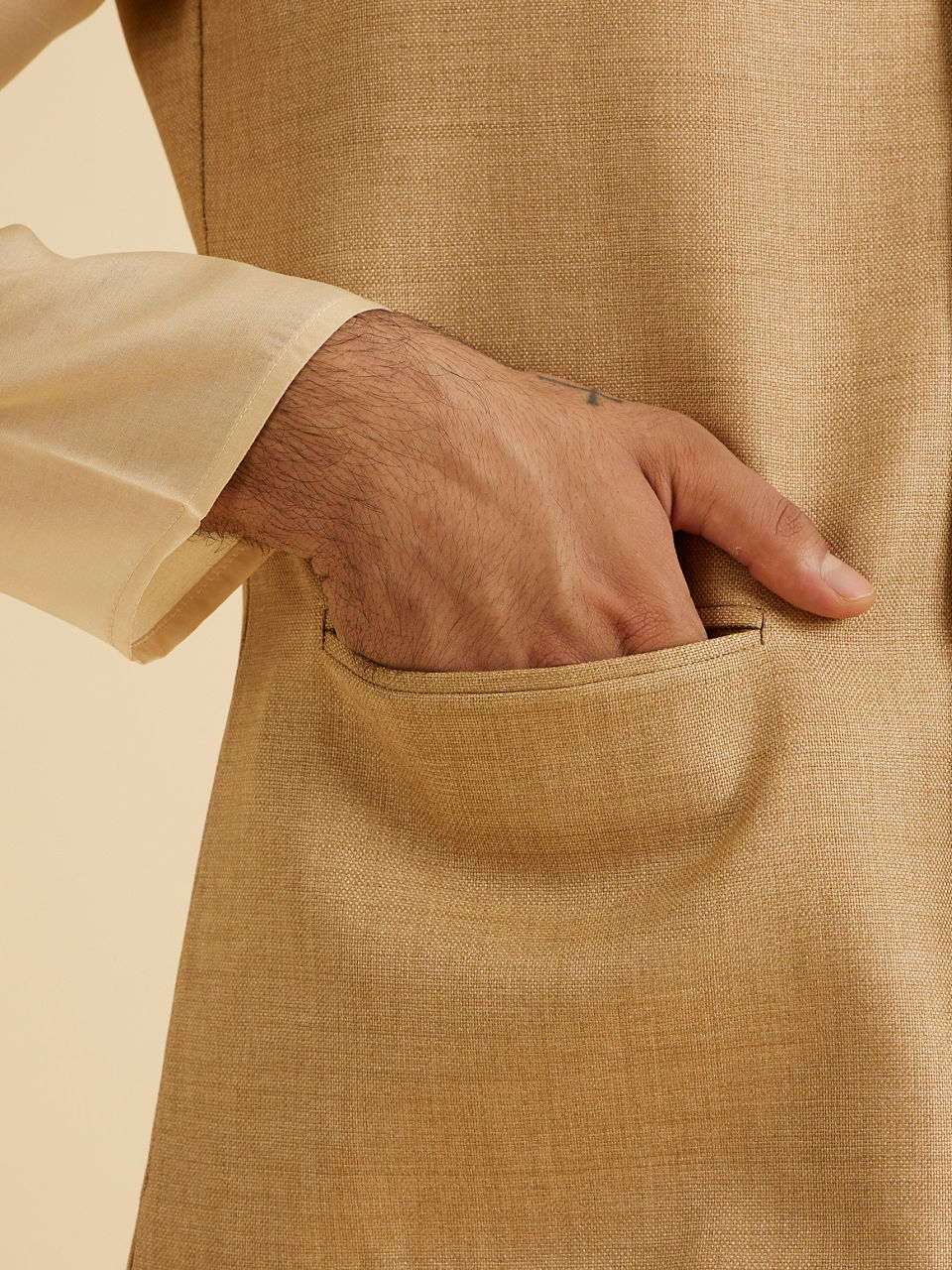 Manyavar Classy Fawn Nehru Jacket - view 4