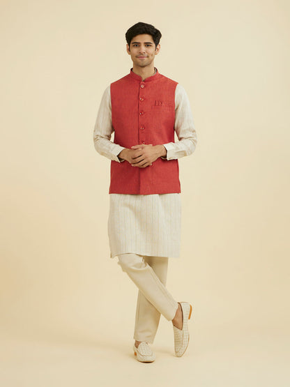 Manyavar Rust Elegance Nehru Jacket - view 3