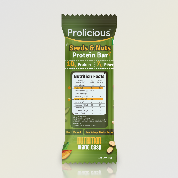 Prolicious Seeds & Nuts Protein Bar Single Pack 10g Natural Protein ...