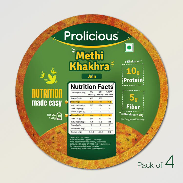 Crispy Methi Khakhra, natural protein source for Jain diet.