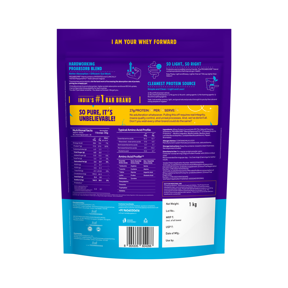 Yoga Bar ProClean Whey Protein Concentrate 