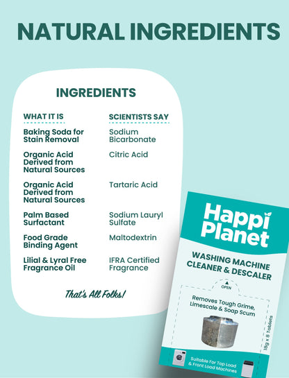 Happi Planet Washing Machine Cleaner & Descaler 8 Tablets
