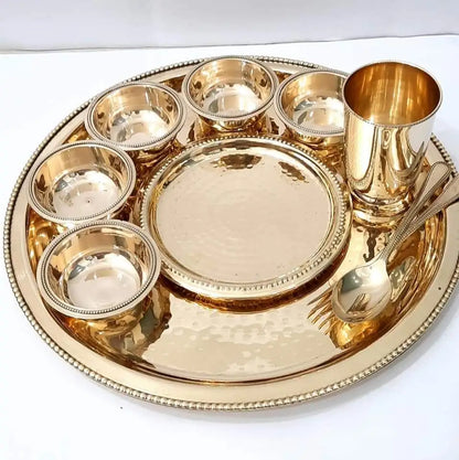 Luxury brass thali set | dinner set - PUSHMYCART