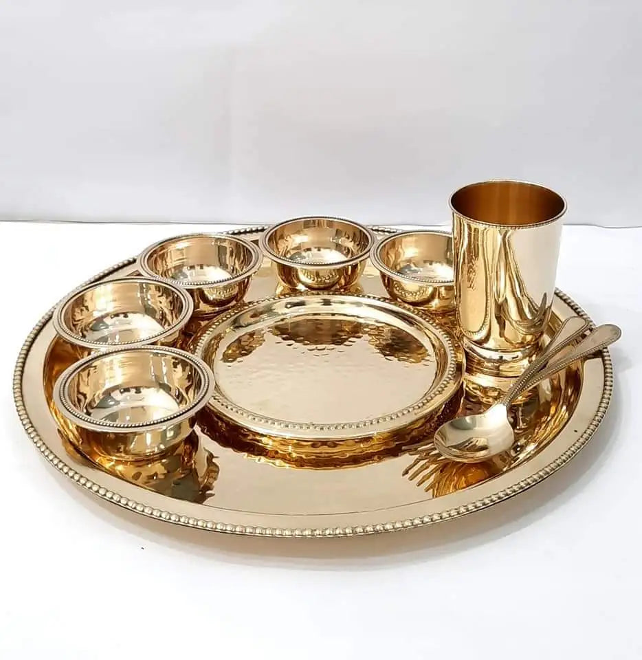 Luxury brass thali set | dinner set - PUSHMYCART