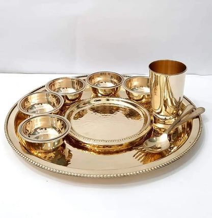 Luxury brass thali set | dinner set - PUSHMYCART
