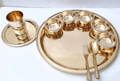 Luxury brass thali set | dinner set - PUSHMYCART