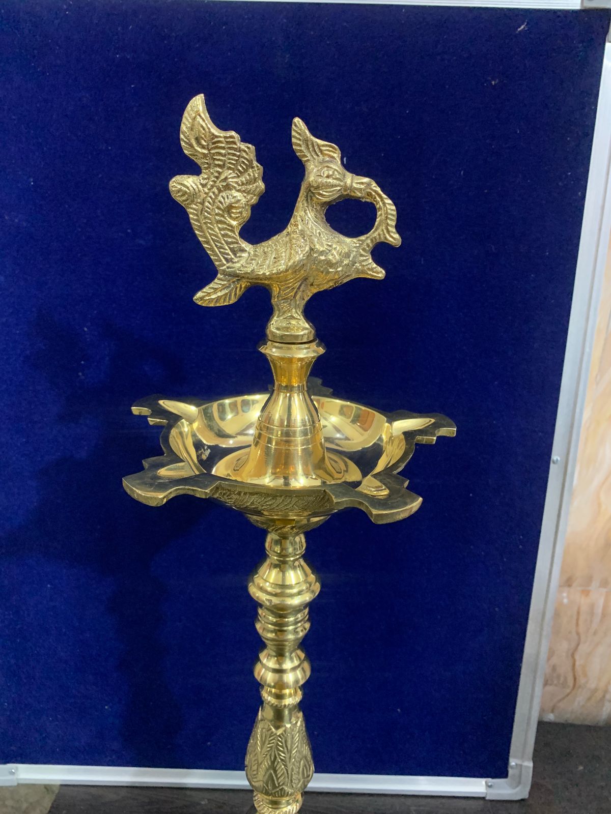 Brass Table Mahabharat Oil Lamp Deepak 2kg - PUSHMYCART
