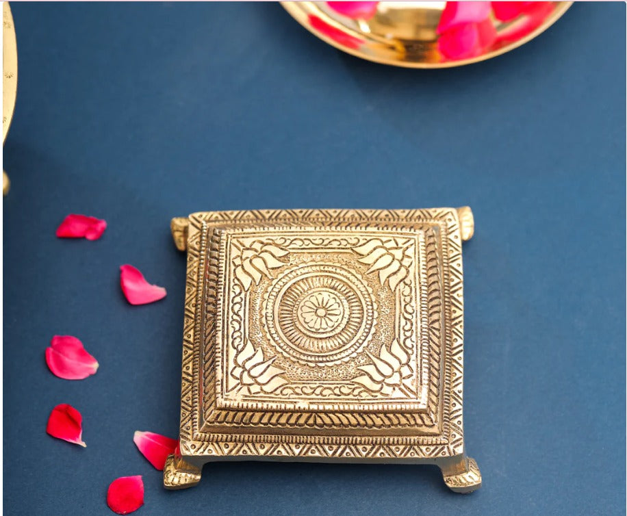 Brass Chowki For God Idol Statue 0.32kg - PUSHMYCART
