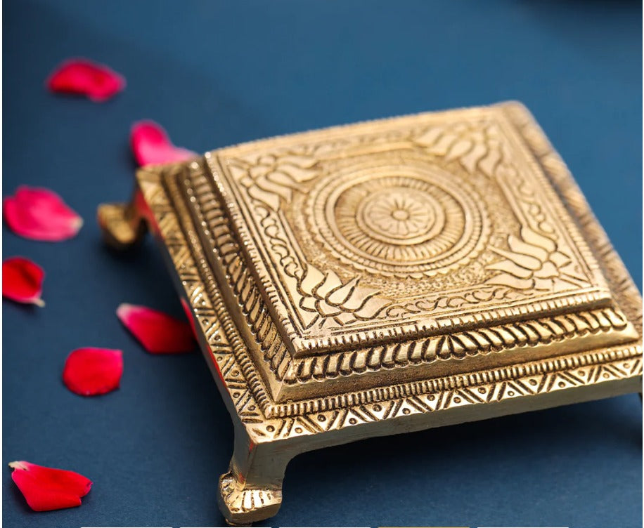 Brass Chowki For God Idol Statue 0.32kg - PUSHMYCART