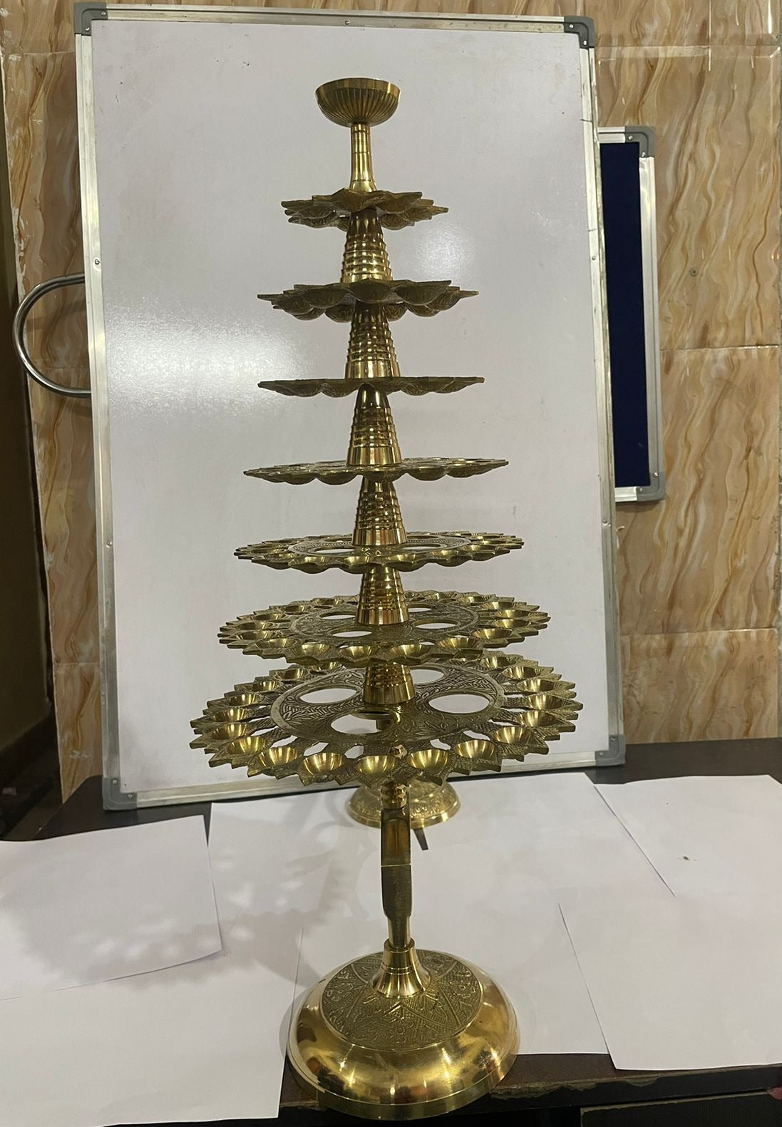 Brass Ganga Arti 108 Bati 5.97Kg - PUSHMYCART