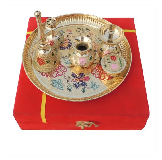 Brass Puja Thali Set - PUSHMYCART