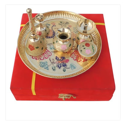 Brass Puja Thali Set - PUSHMYCART